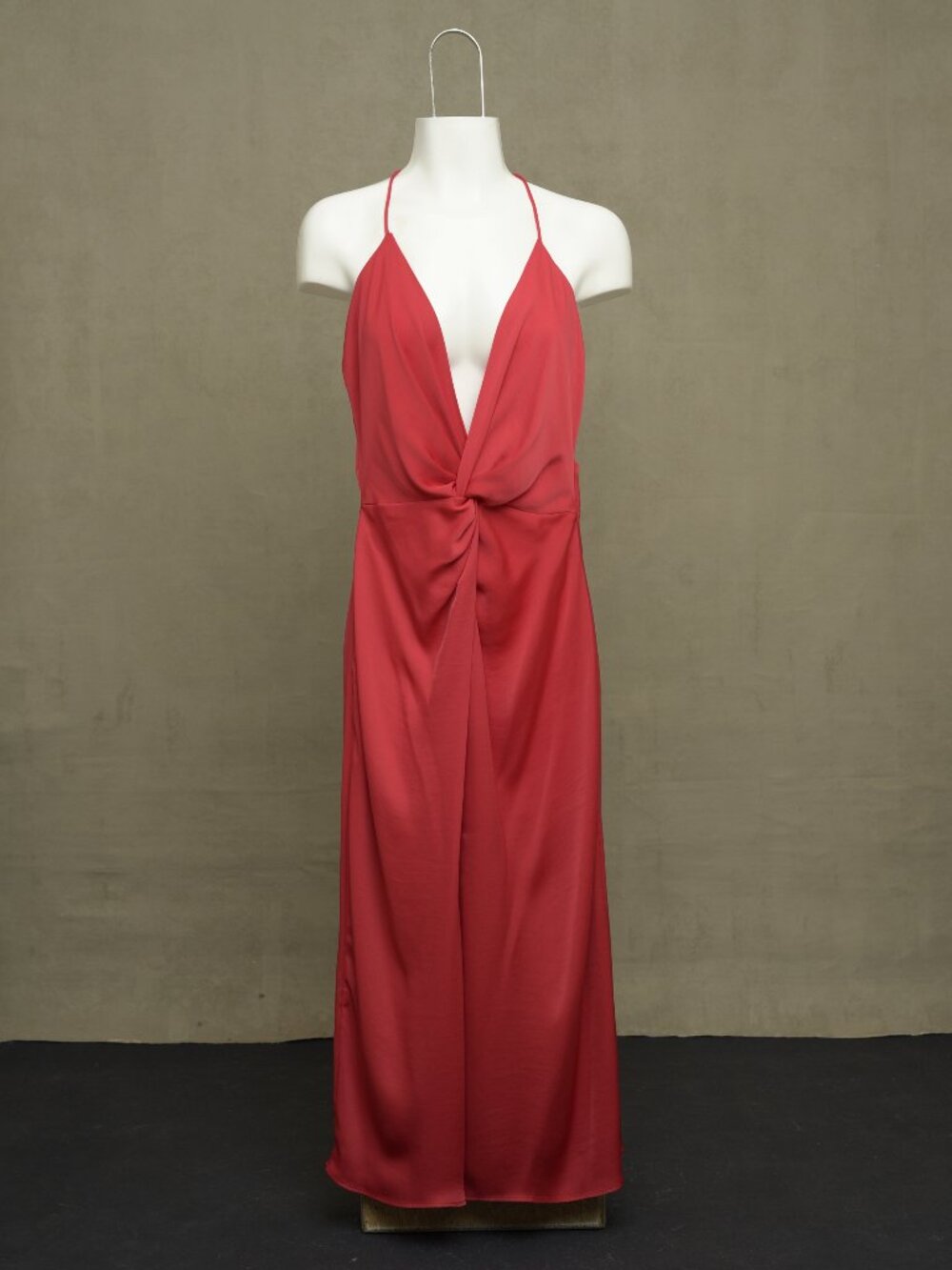 NWT Zara Red Satin Halter Cami Slip Midi Dress, Size S